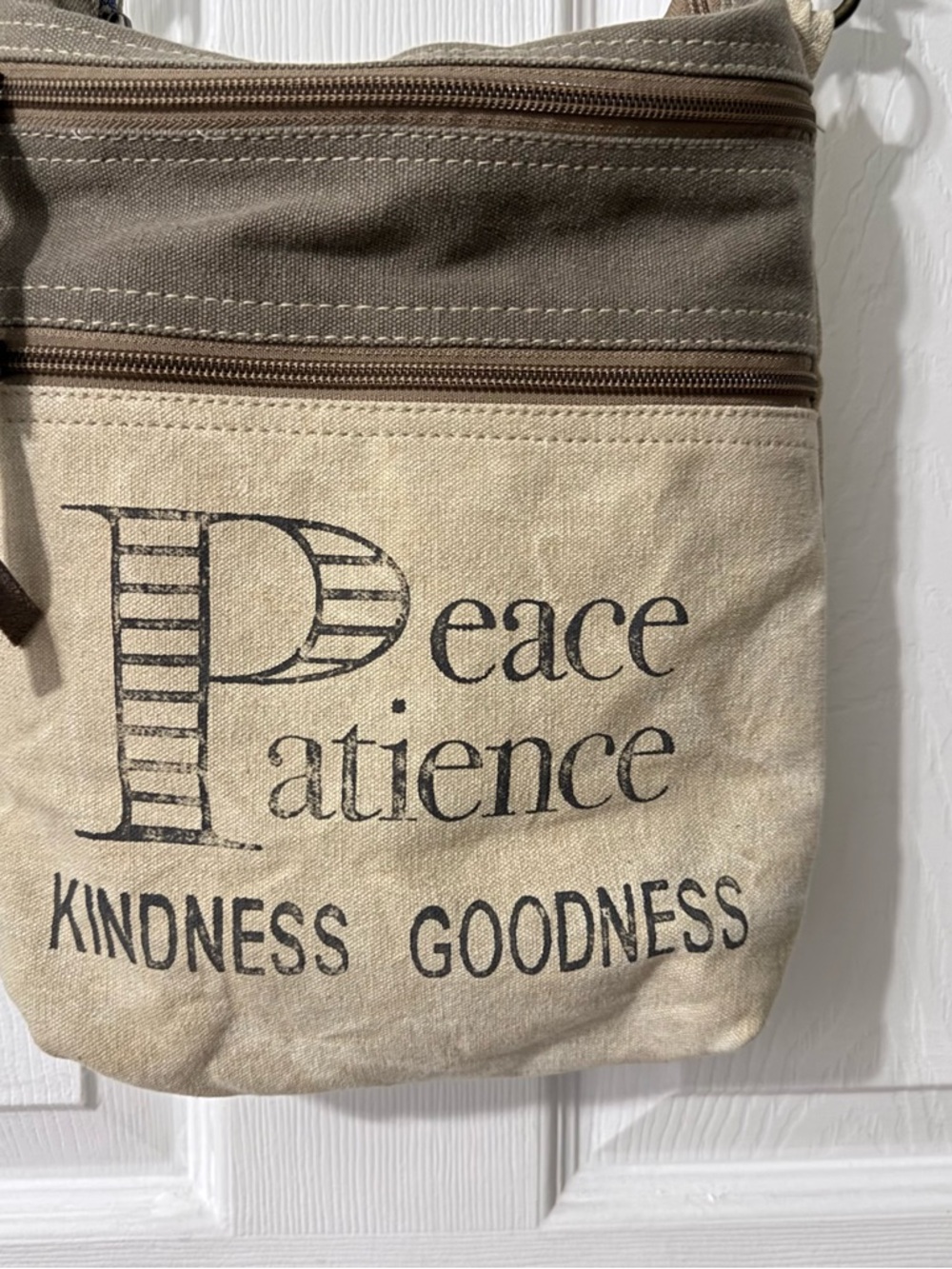 Peace and Patience Canvas Crossbody Bag Purse Shoulder Bag